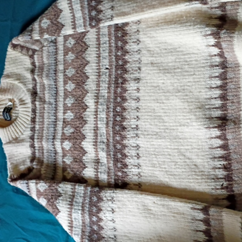 Men's Cream and Brown Sweater